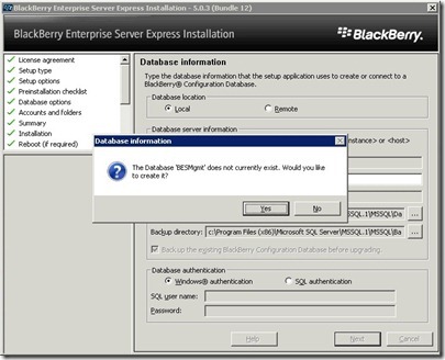 11 BES database creation 11 BES database creation