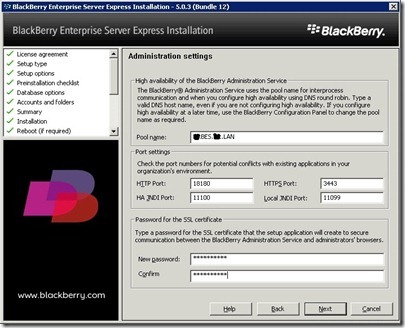 13 BES administrative settings screen 13 BES administrative settings screen